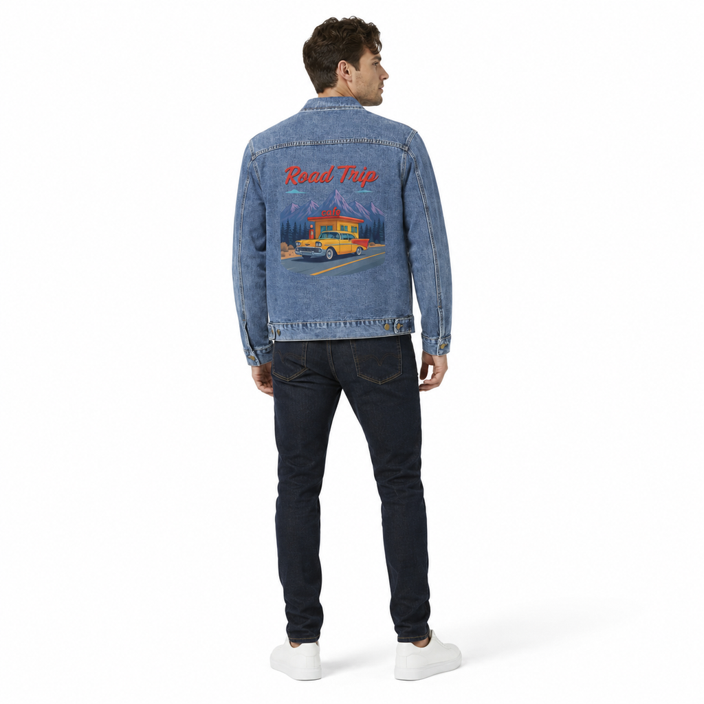 Mens Denim Jacket With Vintage Road Style