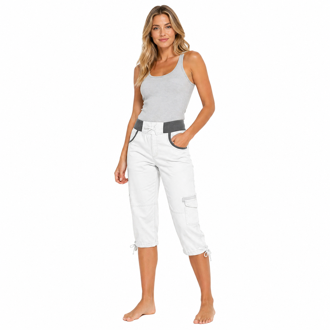 Cropped wide leg pants with soft drape and casual boutique styling