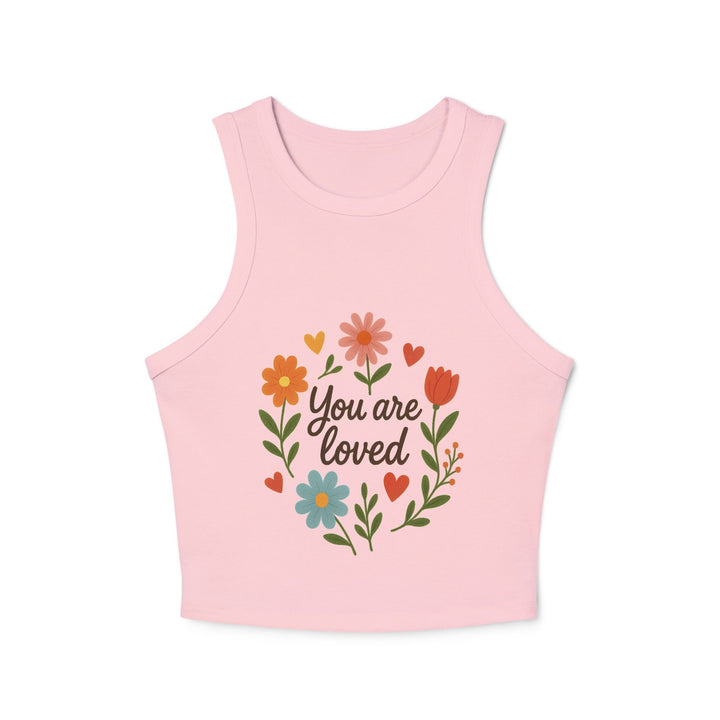 Women's Floral Quote Racer Tank – Ribbed Summer Fit
