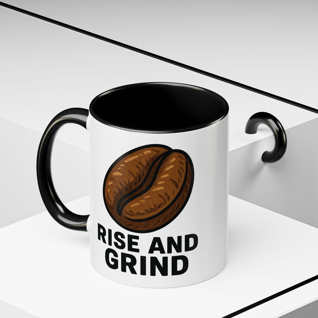 Motivational Coffee Mug Rise and Grind Ceramic Cup Gift