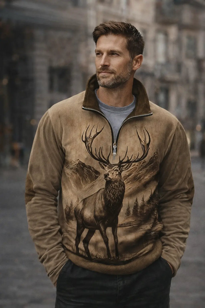 men casual hoodie long fit with relaxed silhouette front view