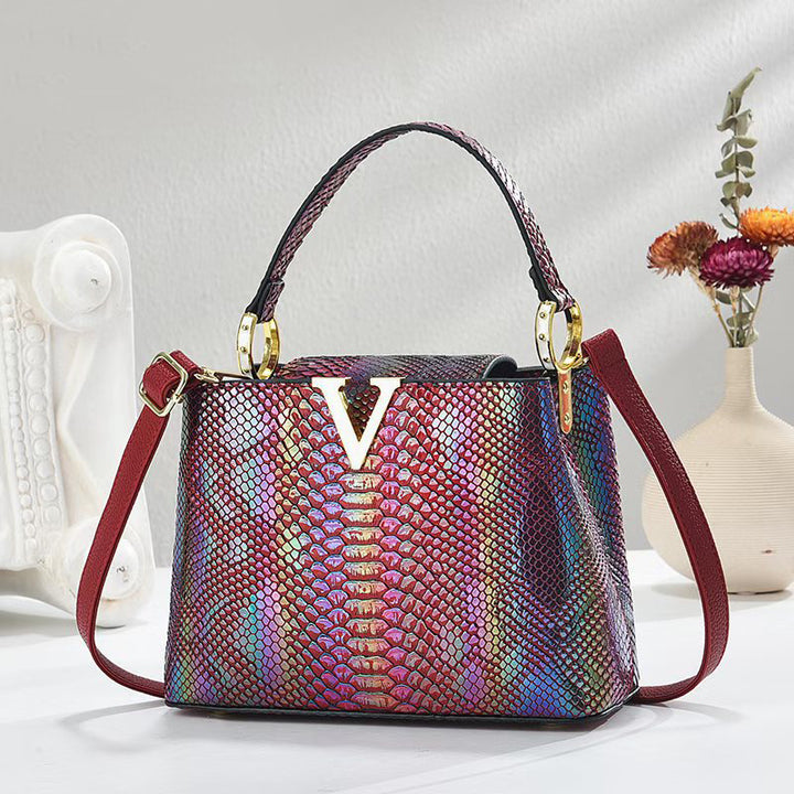 Crossbody Bag in PU with Top Handle and Textured Finish