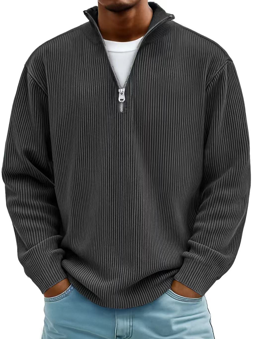 Corduroy Zipper Sweatshirt Men&