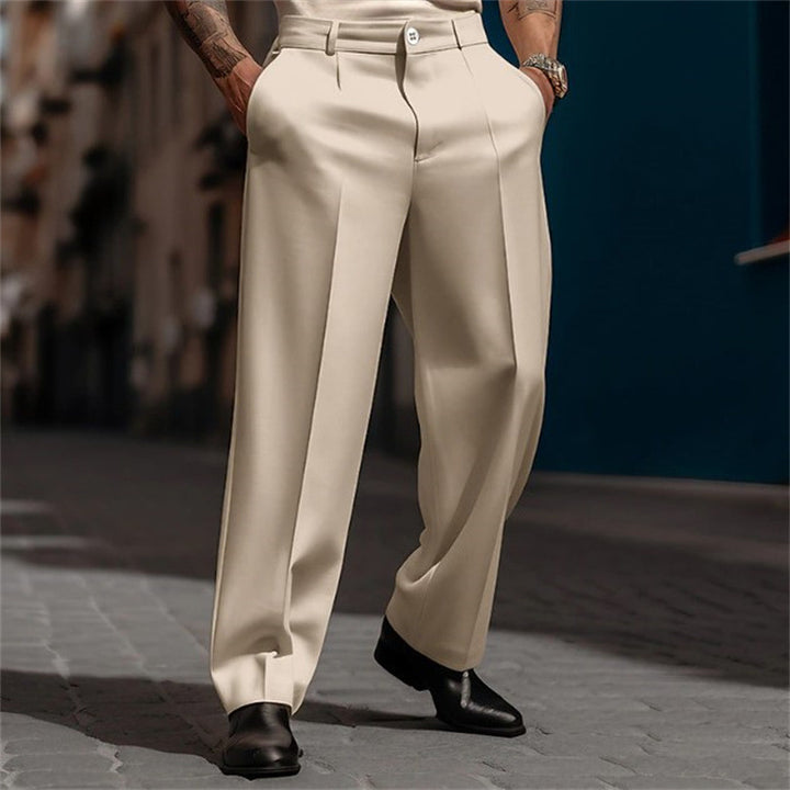"outdoor formal pants men multiple colors black khaki navy straight leg versatile wardrobe"

