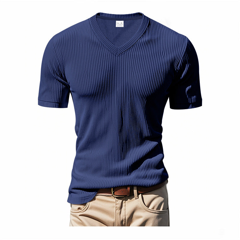 Loose Casual Men's V-Neck T-Shirt Relaxed Summer Fit