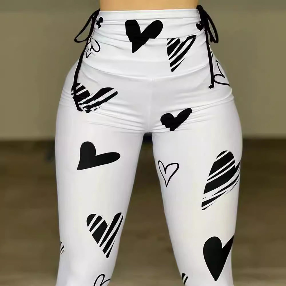 heart print yoga leggings everyday wear relaxed styling