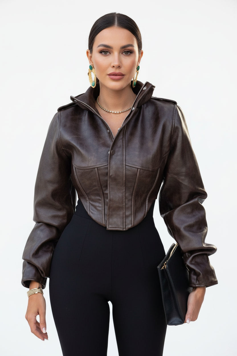women vintage leather jacket lined interior premium appearance