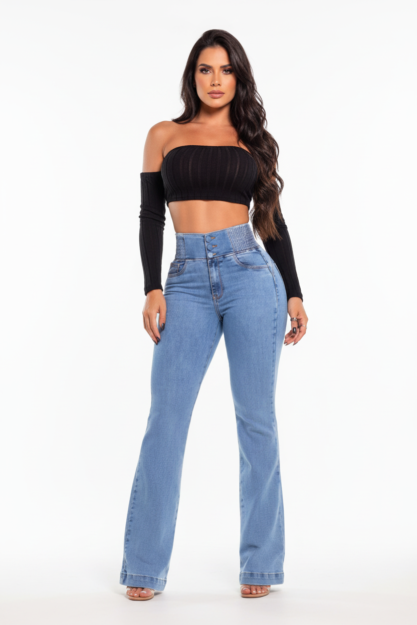 high stretch denim trousers back view sculpted silhouette everyday wear