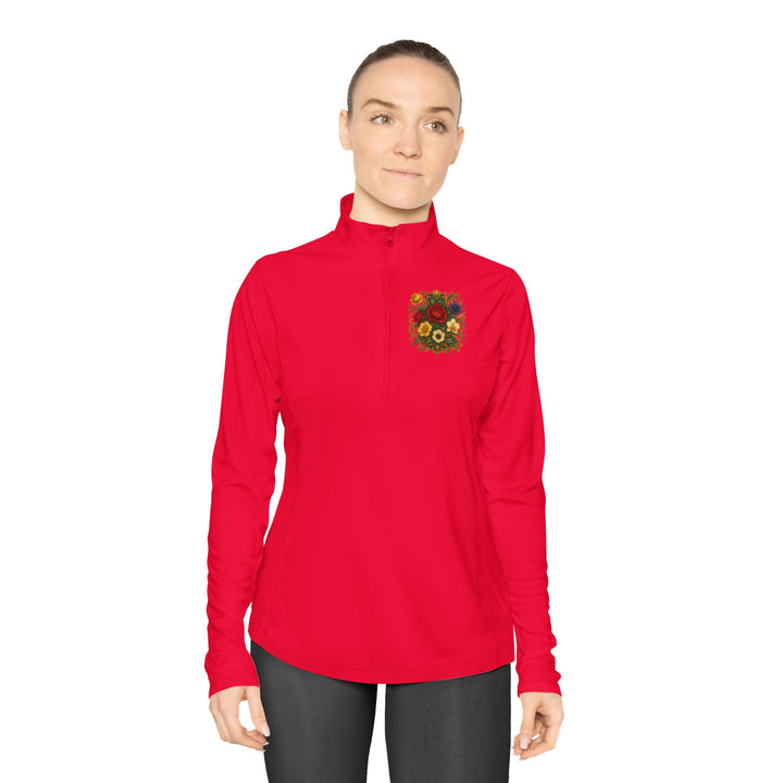 Floral Ladies Quarter-Zip Pullover – Get Cozy