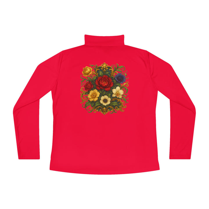 Floral Ladies Quarter-Zip Pullover – Get Cozy