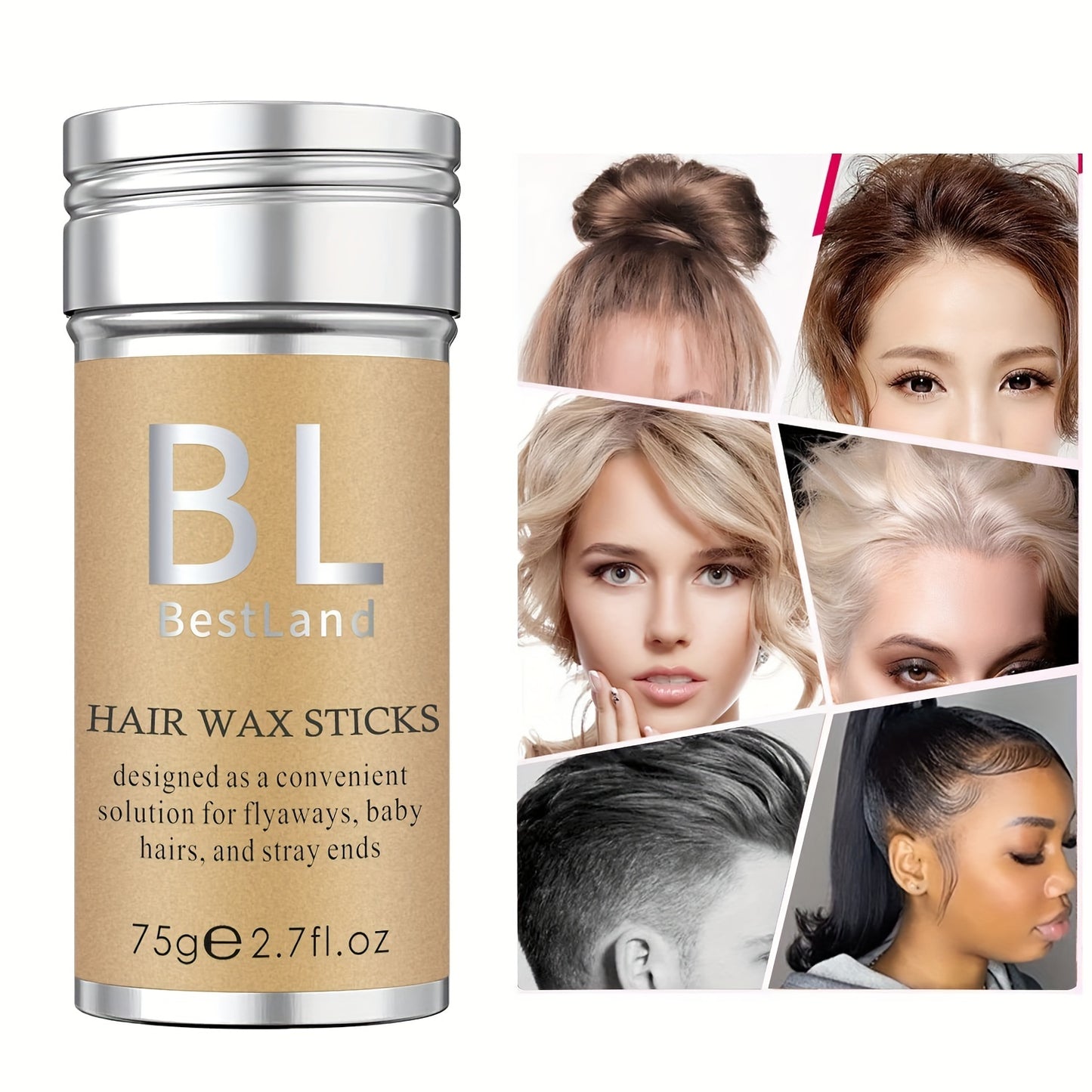Hair wax stick for flyaways and edge control on 4C hair