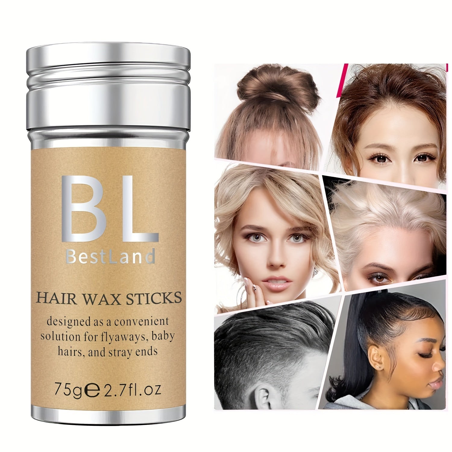Hair wax stick for flyaways and edge control on 4C hair