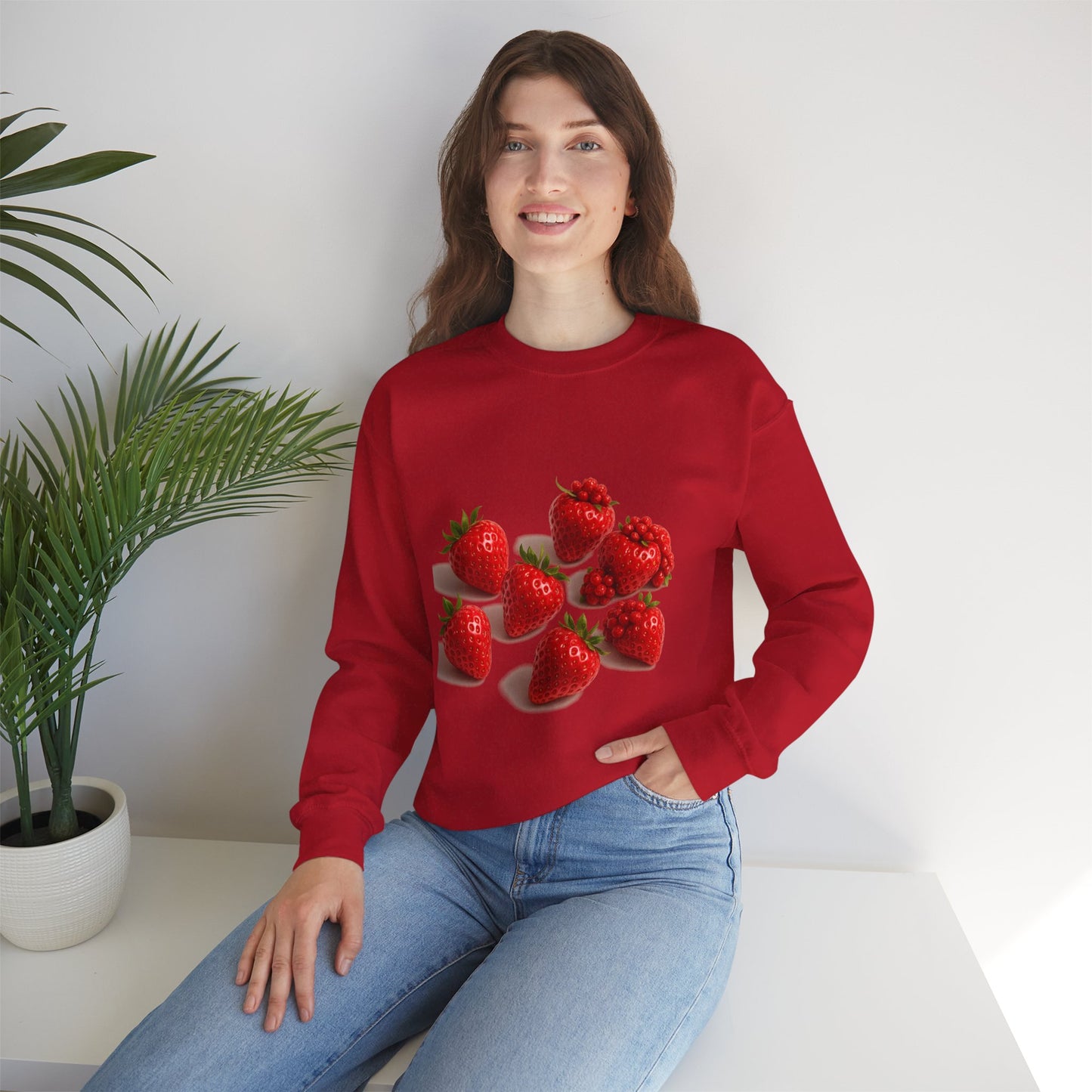 Strawberry Sweatshirt – Cozy Unisex Crewneck for Fall