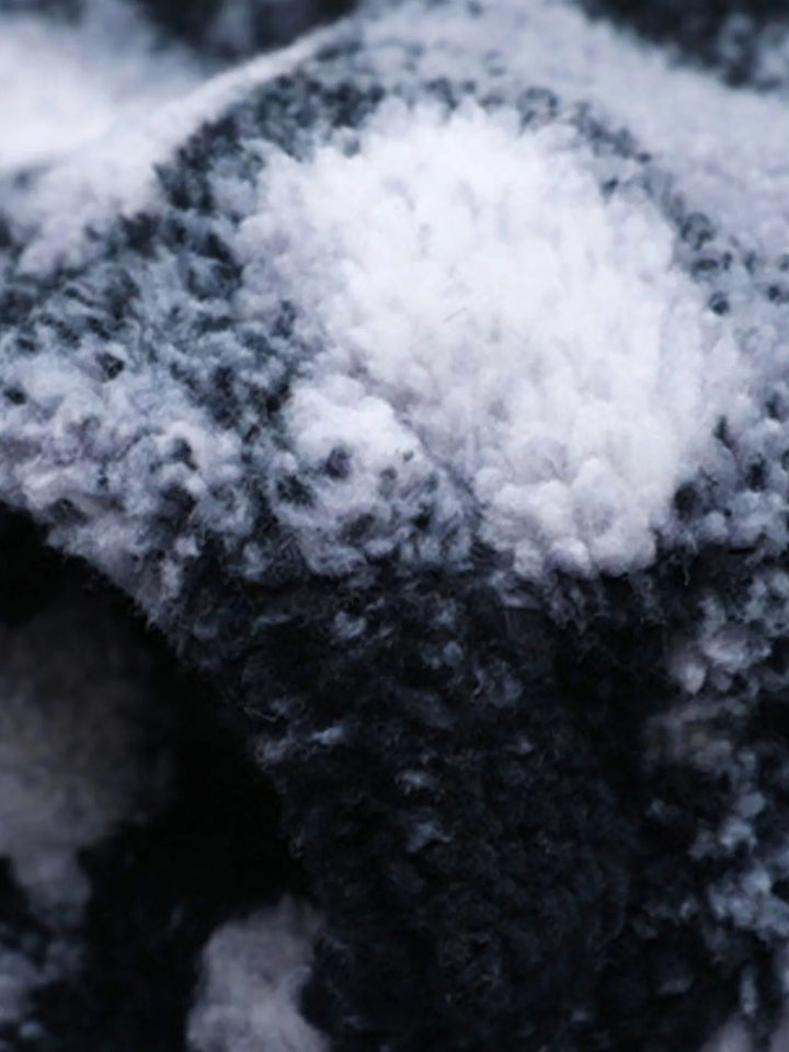 Close-up abstract geometric pattern on men's 4XL plus size fleece jacket fabric detail