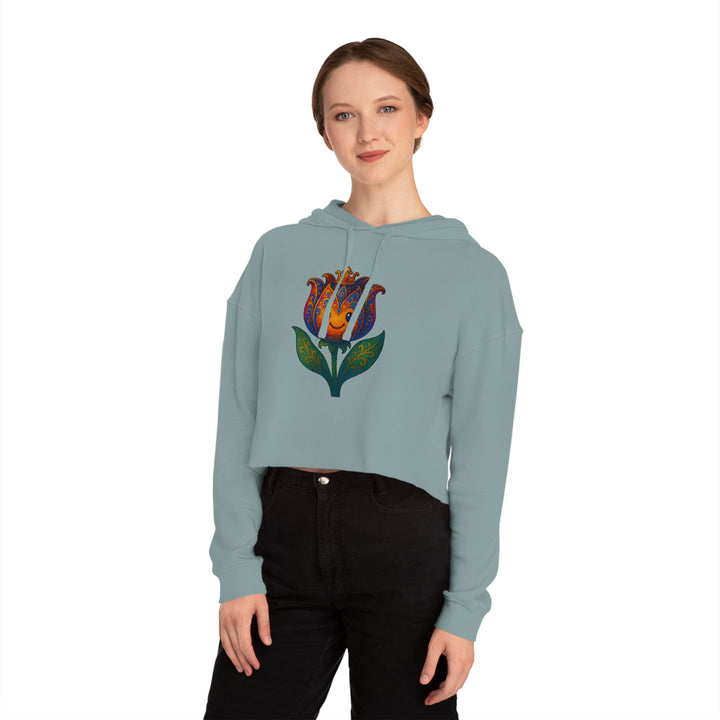 Women’s Floral Cropped Hoodie – Tulip Spring Must-Have