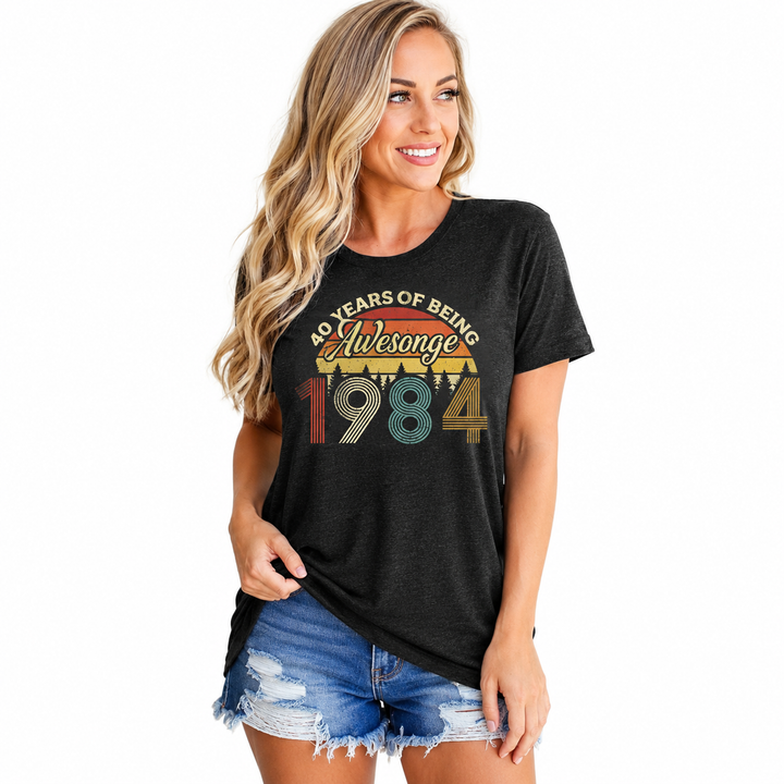 Vintage 1984 Women’s Top - Letter Print Party Tee