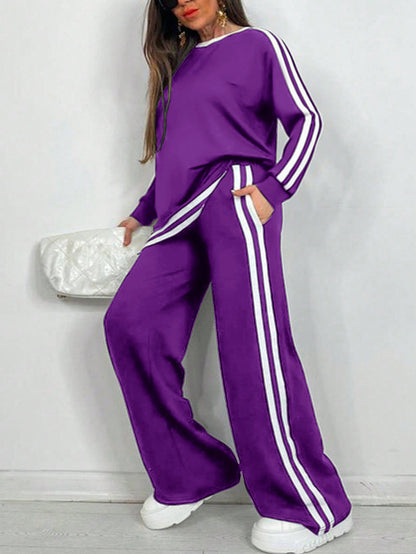 Women's Striped Two-Piece Loungewear Set – Soft & Chic