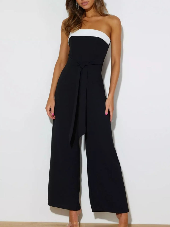 strapless jumpsuit wide leg refined evening styling