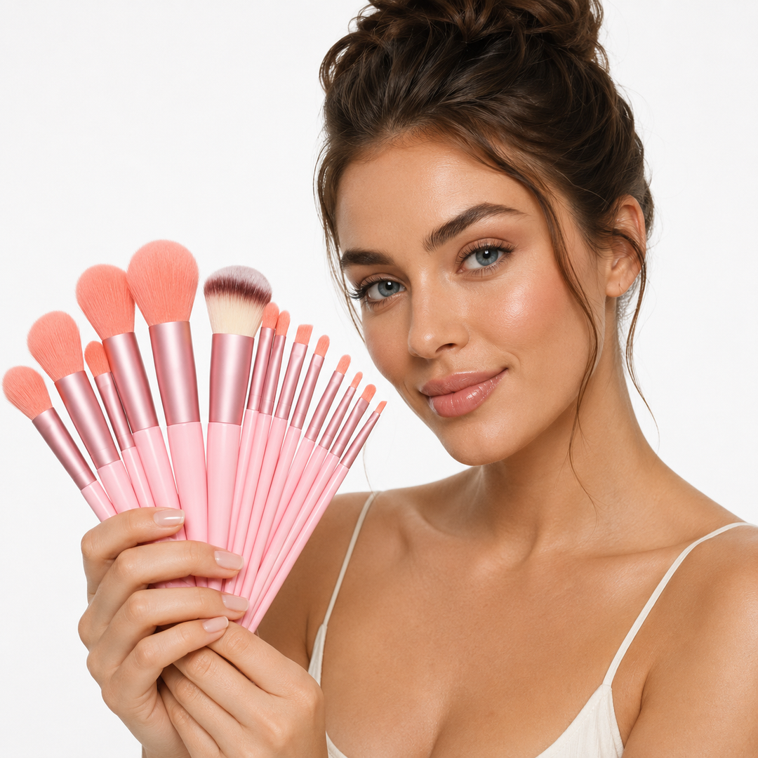 Soft Makeup Brushes - 13-Piece Set for Face, Eyes, Lips