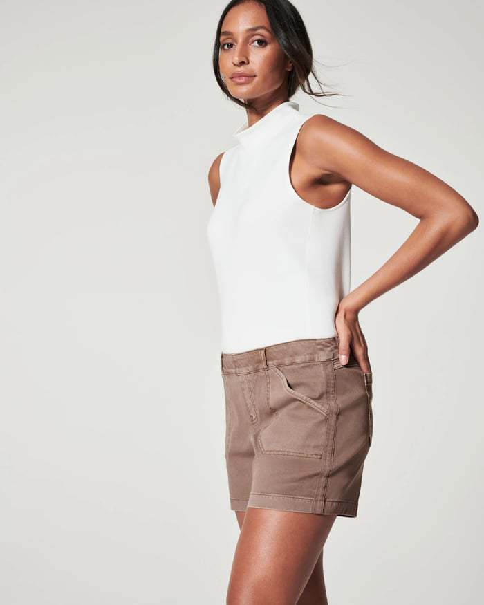 Women’s High-Waist Cotton-Linen Shorts – Stretch