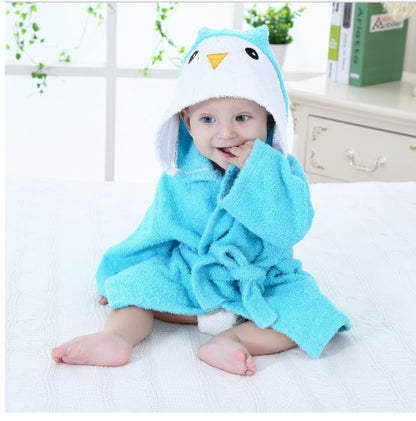 Kids Animal Hooded Bathrobe - Absorbent Cotton Comforts