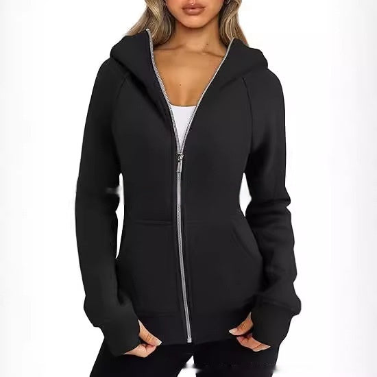 fleece zip hoodie women loose fit minimal premium style