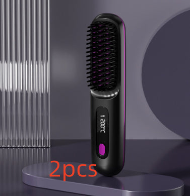 Cordless Hair Straightener Brush Fast Heat Styling Pro