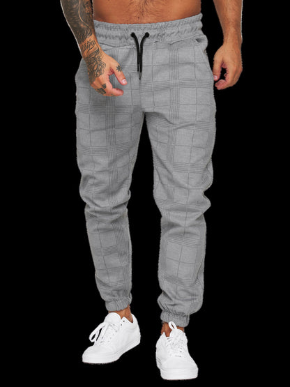 men's checkered pants tapered plaid trousers for men in black micro-stretch cotton for date night and dinner
