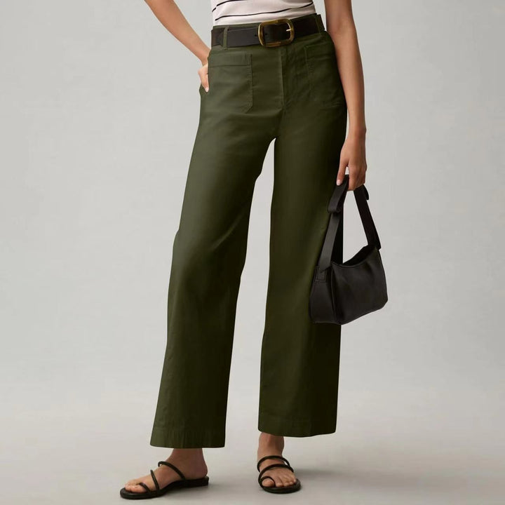 cropped tailored trousers women pocket detail and clean seam finish
