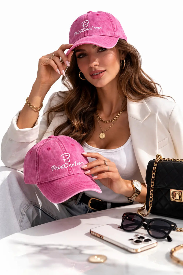 vintage embroidered cap worn by male and female model urban styling