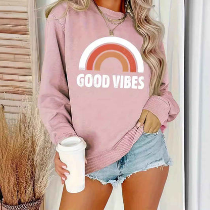 Woman Rainbow Letter Plus Size Sweater