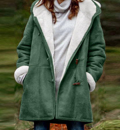 Women's Sherpa Lined Hooded Coat - Cozy Toggle Coat Now