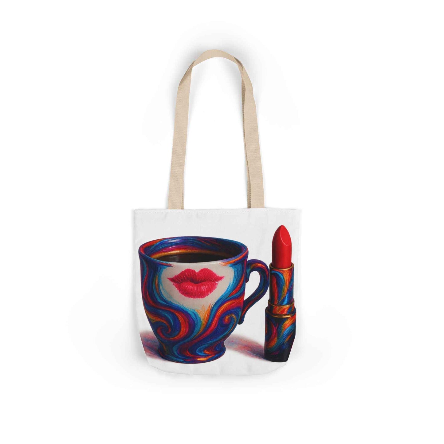 Canvas Tote Bag with 5-Color Straps & Sleek Black Lining