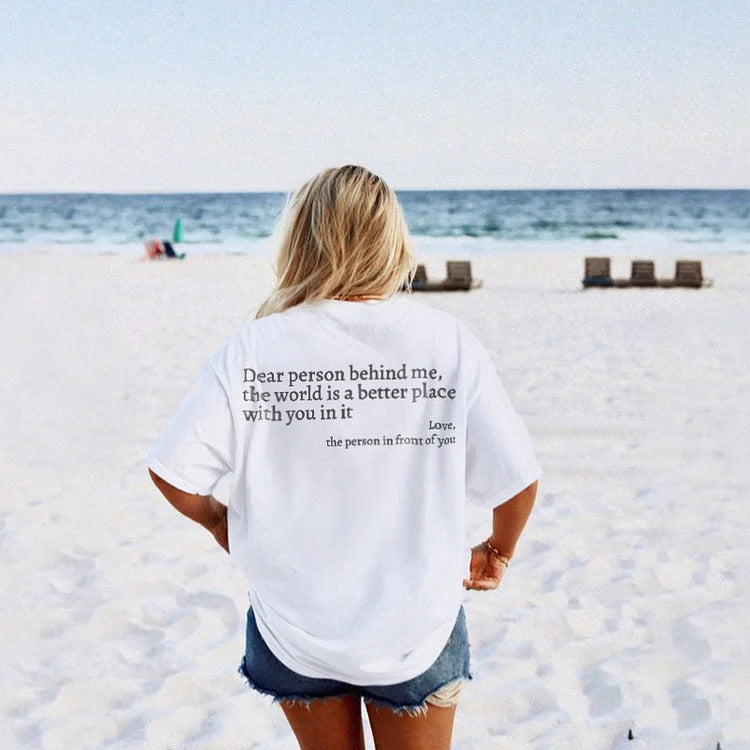 Women’s Letter Print T-Shirt – Chic Casual Slogan Tee