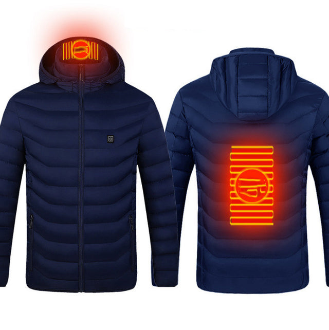 Men's Heated Jacket with Hood, Cotton Fill and USB Heat