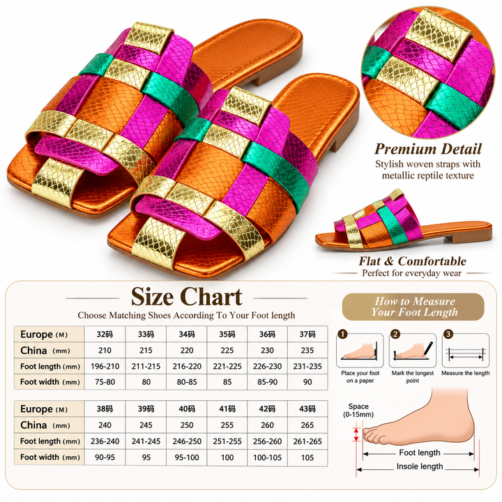 Square Toe Sandals with Metallic Woven Straps for Women
