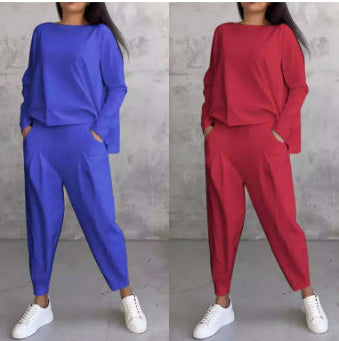 Women’s Irregular Suit Set Round Neck Harem Pants Style