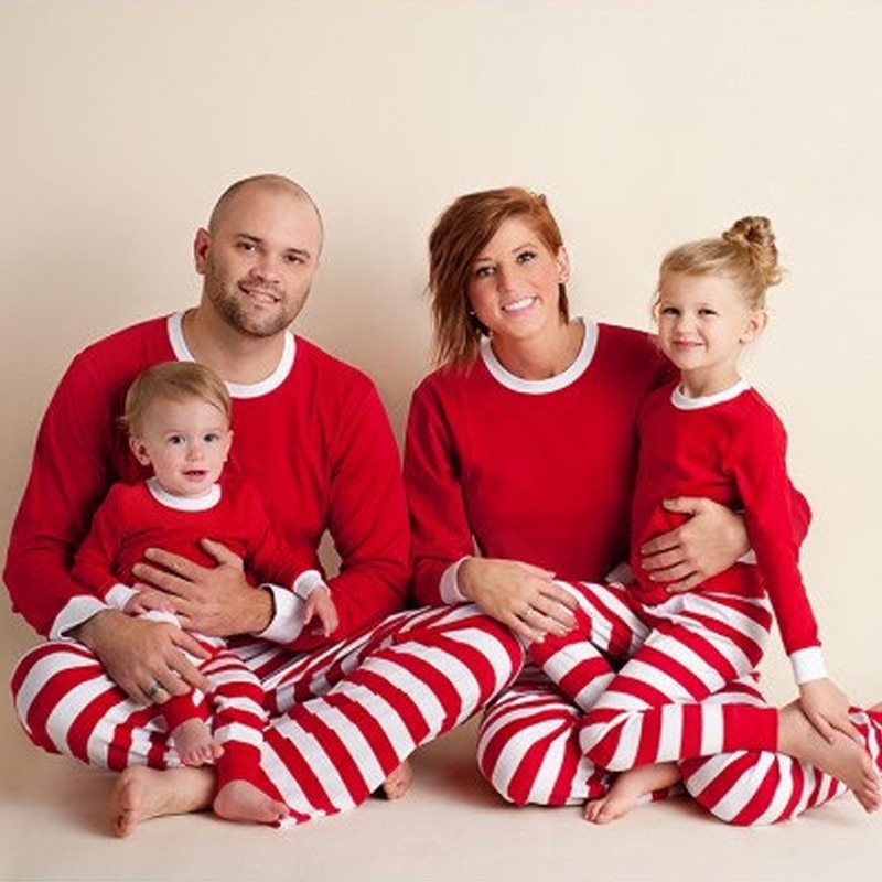 Family Striped Christmas Pajamas Cotton – Soft & Cozy