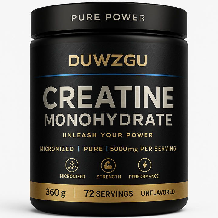 Creatine monohydrate powder concept with simple white background and scoop