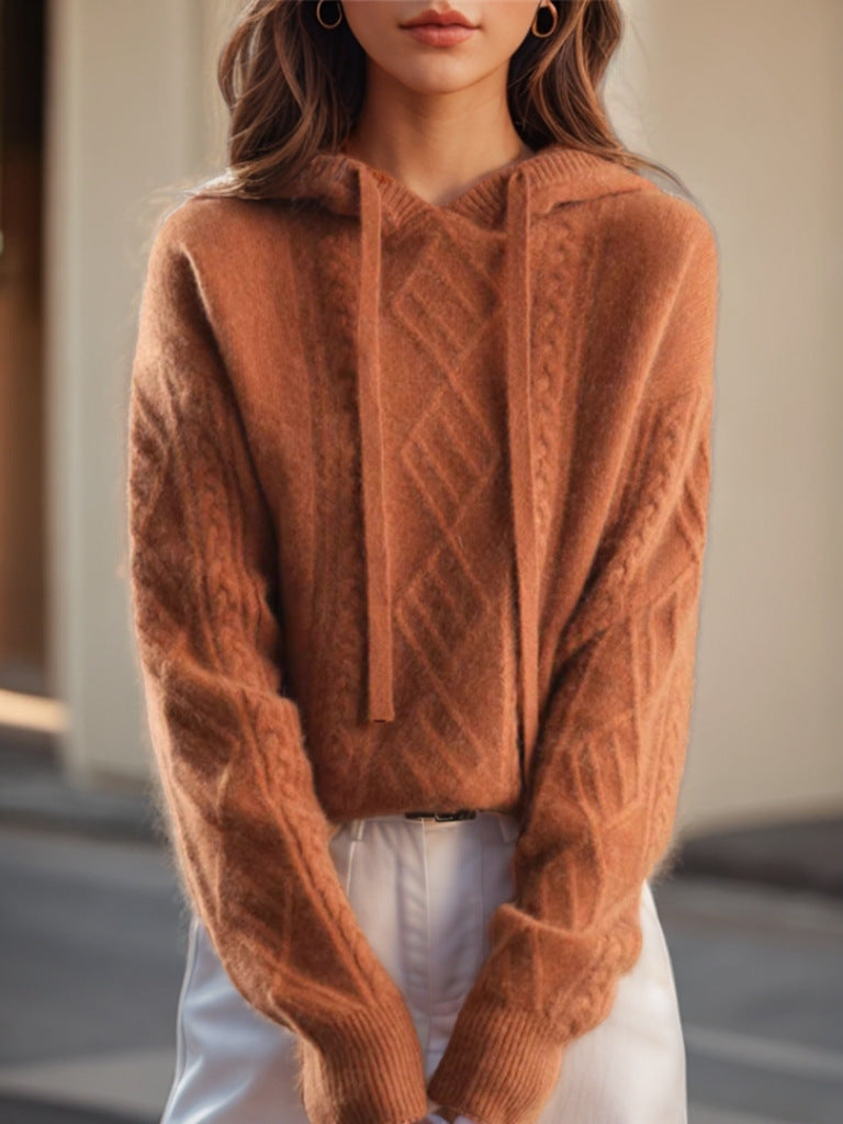 Knitted Jacquard Sweater Women Casual Jeans Street Look
