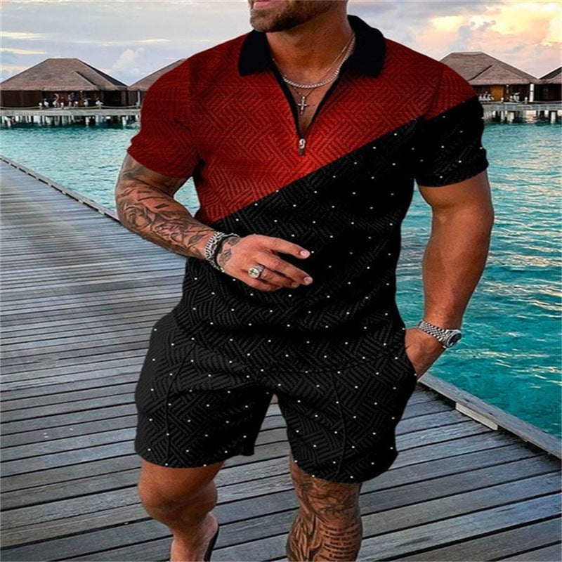 Men’s Breathable Short Sleeve Polo & Shorts Casual
