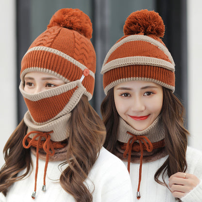 3pcs knitted winter hat set women stylish warm outdoor wear
