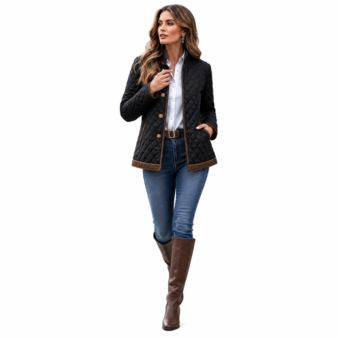 Women wearing plaid slim button jacket with tailored pants for a refined workwear look and easy smart styling every day now!!