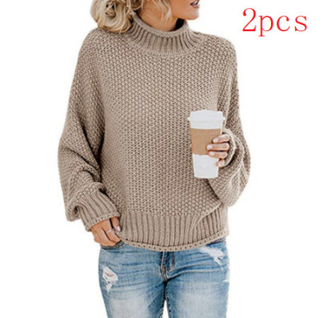 Solid Turtleneck Pullover Sweater – Cozy Winter Knit