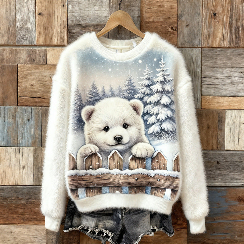 women's flannel hoodie back view showing 50-65 cm regular length, easy fit with high-waist pants and skirts
