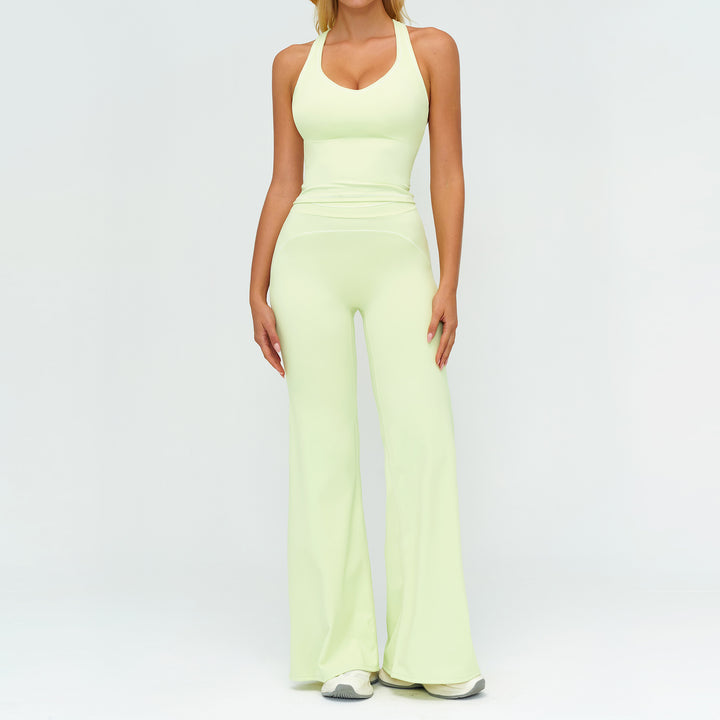 Women V-Neck Sleeveless Yoga Set with Slim Fit Pants Gym