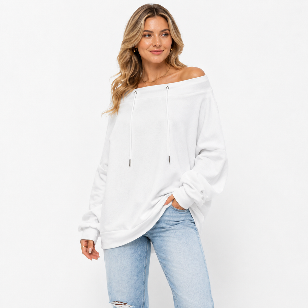 Slightly stretchy women top with soft hand feel, smooth surface and drawstring adjustment for flexible everyday dressing now.

