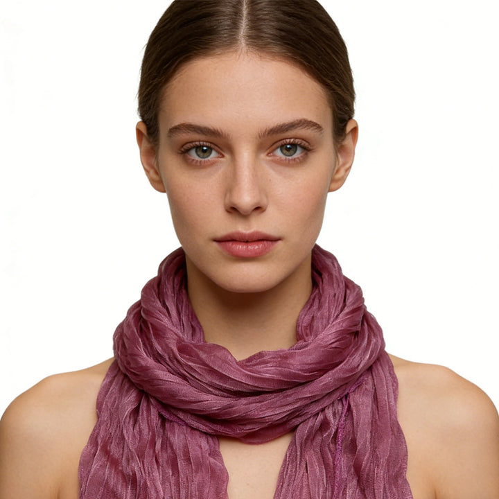 Unisex skinny scarf grey styled with blazer modern professional look