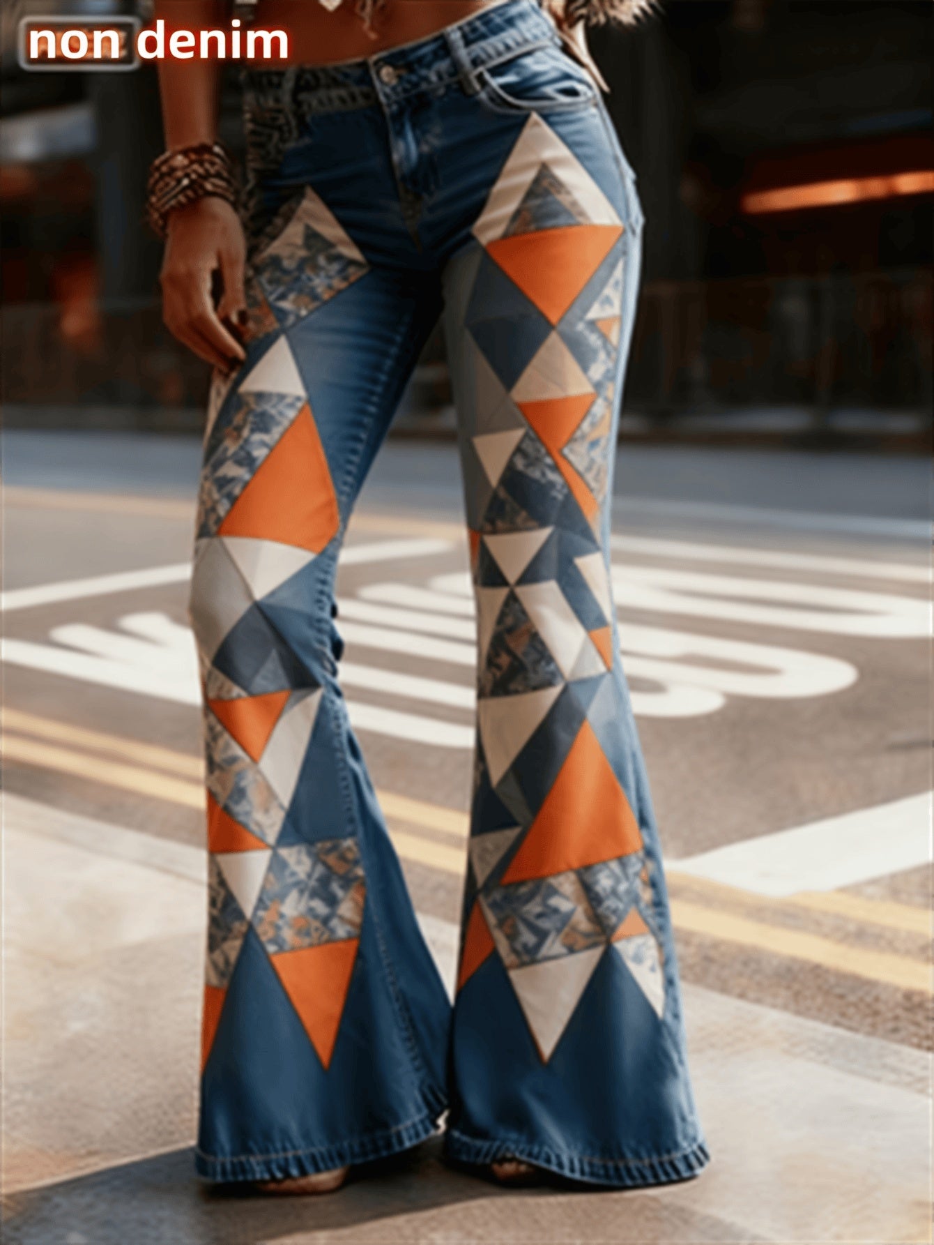 Womens Flared Jeans - Geometric Flare, Legs Look Longer