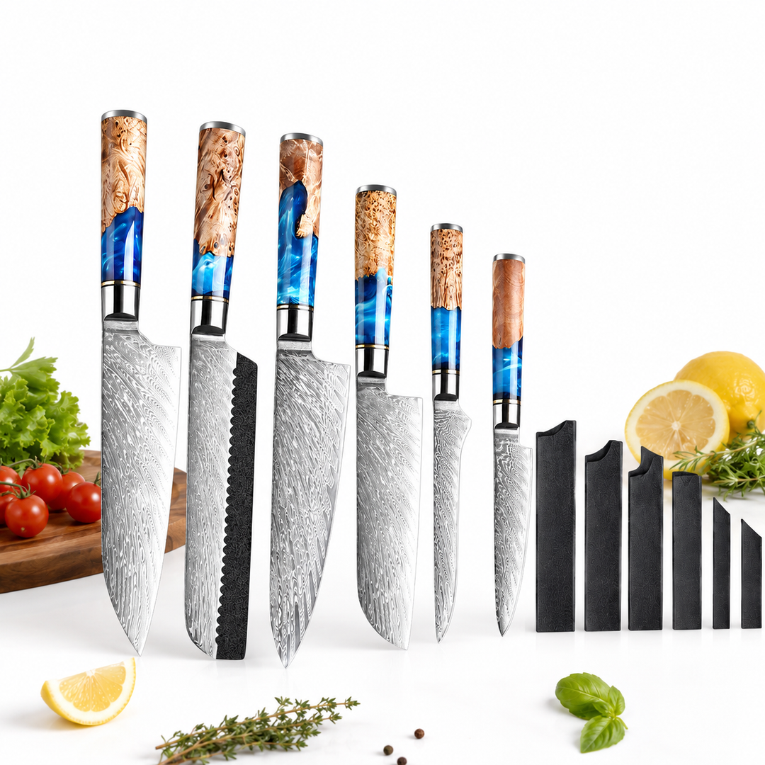 Professional kitchen knife set stainless steel 7 pieces for home cooking